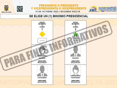 Consejo Nacional Electoral aprueba diseño de la papeleta electoral presidencial para la segunda vuelta