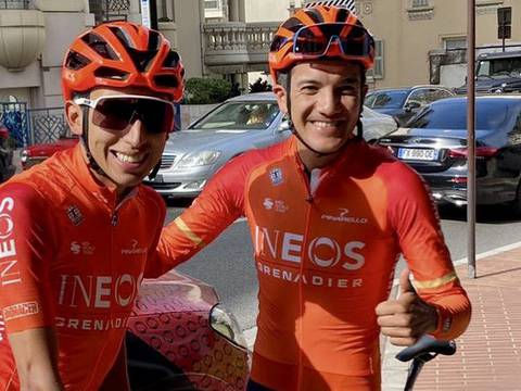 Egan Bernal reaparece en las prácticas de Ineos junto a Richard Carapaz, quien se prepara para el Giro de Italia