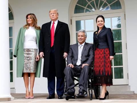 Falda que usó la primera dama Rocío González en la visita a Donald Trump es de diseñadora ecuatoriana