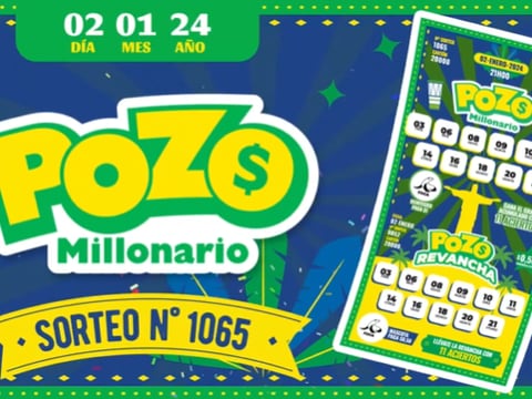 Pozo Millonario - sorteo 1065: Estos son los números ganadores del martes 2 de enero de 2024