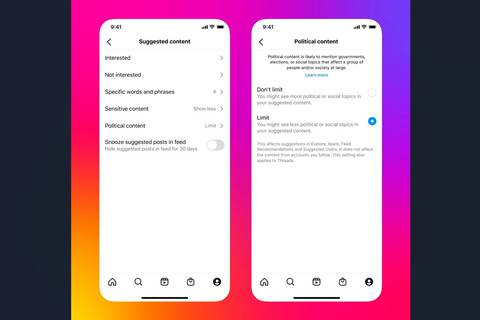 Meta limitará la aparición de contenido político recomendado en Instagram y Threads
