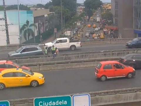 Agente evitó que un hombre salte de un paso elevado en el sur de Guayaquil