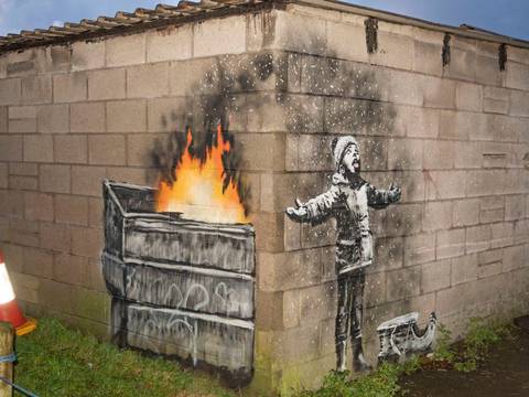 En Gales apareció una nueva obra del artista urbano Banksy