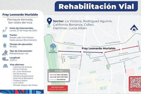 Este lunes comienza la rehabilitación de la calle Fray Leonardo Murialdo, en el norte de Quito