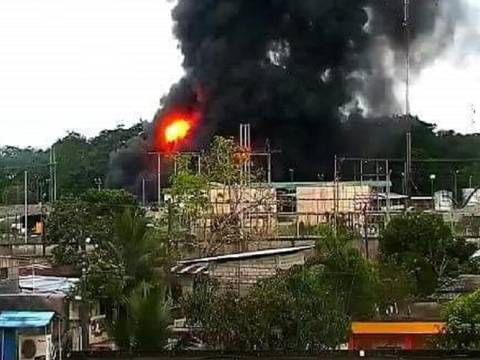 Incendio en la refinería de Petroamazonas, en el cantón Shushufindi