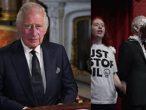 ¿Quiénes son los activistas que arrojaron pastel al rostro del rey Carlos? Un video muestra cómo lo hicieron en el museo Madame Tussauds