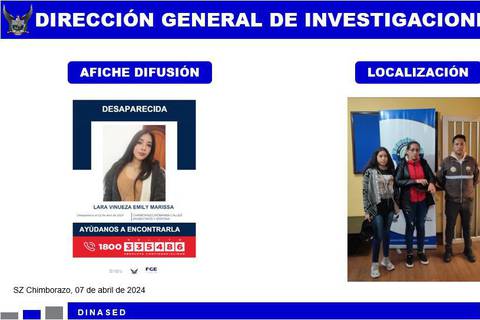 Hallan en parque de Riobamba a Emily Lara, estudiante reportada como desaparecida