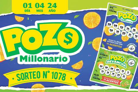 Pozo Millonario - sorteo 1078: Estos son los números ganadores del lunes, 1 de abril de 2024