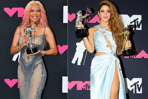 ¿Karol G opacada por Shakira? La Bichota usó un vestido de dos mil de dólares y lució joyas de diamantes valoradas en más de 2,5 millones en los MTV Video Music Awards
