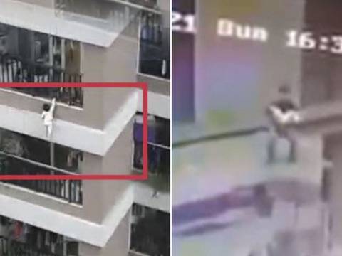 El momento captado en que un hombre rescató a una bebé que cayó de un piso 12 en Vietnam