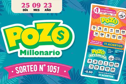 Pozo Millonario - sorteo 1051: Estos son los números ganadores del lunes 25 de septiembre de 2023