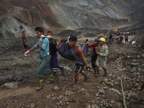 Deslave en mina de jade de Myanmar deja al menos 162 muertos