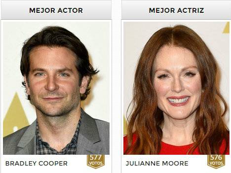 Bradley Cooper y Julianne Moore, mejor actor y actriz para nuestros lectores