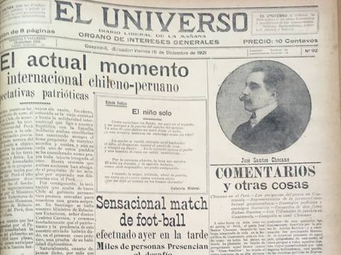 Información deportiva, en el ‘puntapié inicial’ de EL UNIVERSO en 1921