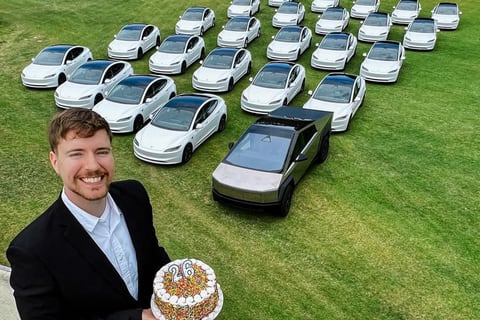 MrBeast sortea autos Tesla por su cumpleaños