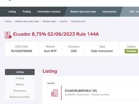 Otro crédito llega vía bonos y oro al Banco Central del Ecuador 