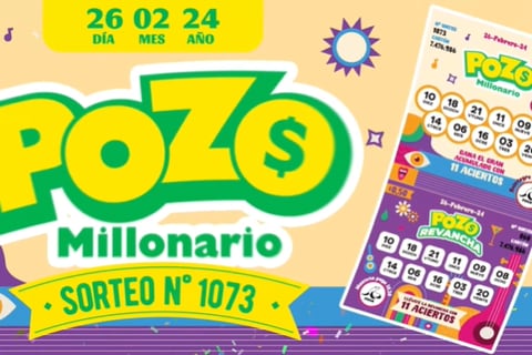 Pozo Millonario - sorteo 1073: Estos son los números ganadores del lunes, 26 de febrero de 2024