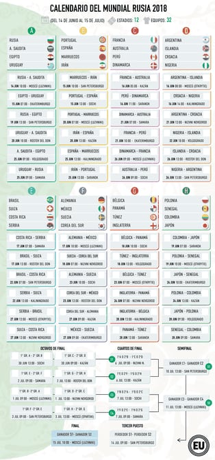 equilibrio Diversidad Prueba de Derbeville Descarga aquí el calendario de partidos del Mundial de Rusia 2018 con el  horario de Ecuador | Fútbol | Deportes | El Universo