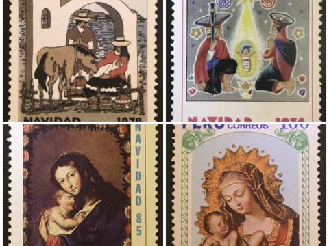 Muestra de sellos postales navideños en Perú