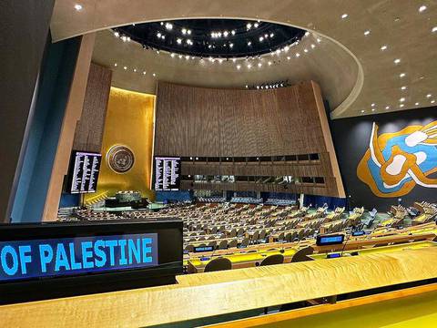 Asamblea General votó a favor de que el Estado de Palestina sea admitido como miembro de las Naciones Unidas