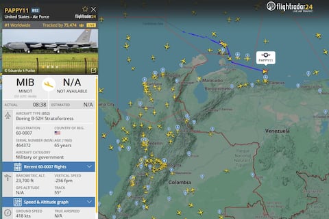 Aviones militares de EE.UU. sobrevuelan el Caribe cerca de Venezuela, según web de rastreo