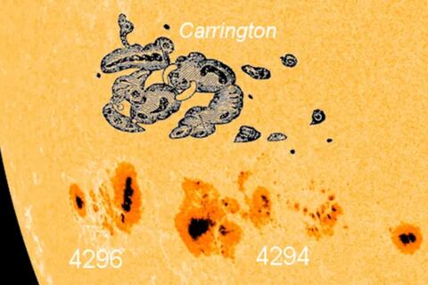 Un gigantesco cúmulo de manchas solares, del tamaño del que causó el evento Carrington, apunta hacia la Tierra