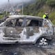 Carro incinerado con un cadáver en su interior causa zozobra en La Bota, en Quito