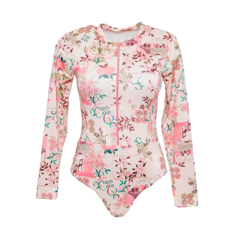 Traje De Baño Estampado Mangas Largas Cuello Redondo TALULAH”
       class=