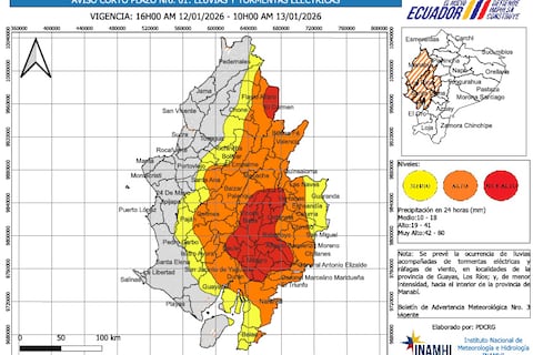 Alerta de “lluvias de gran intensidad” desde las 16:00 de hoy lunes: lluvias golpearán a estos sectores del Litoral y Sierra en Ecuador