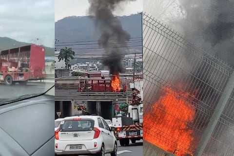 Alarma por incendio de un camión en la vía Perimetral