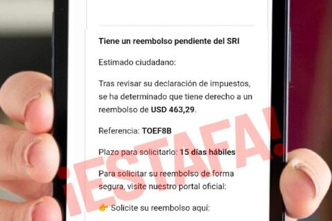 Alerta de estafa: SRI nunca envía mensajes ni correos para acceder a supuestos reembolsos