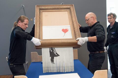 Pintura ‘Love is in the Bin’ de Banksy que se autodestruyó será exhibida en Alemania