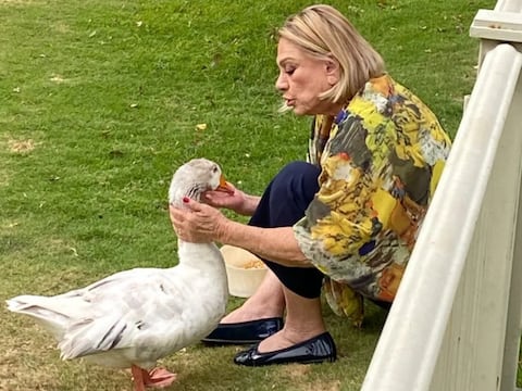 Martha Ontaneda lamenta la muerte de su ganso Otelo, luego de haber sido atropellado en una urbanización privada