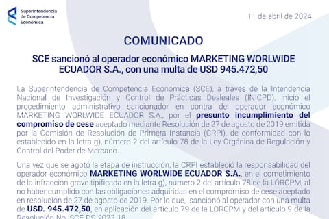 En Ecuador se multa con $ 945.000 a una empresa que vendía productos por televisión, este es el motivo