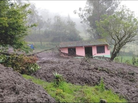 Dos viviendas destruidas por deslizamiento de tierra en Alausí