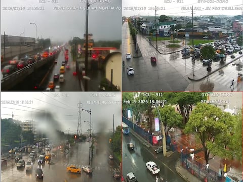 Fuerte lluvia en varios sectores de Guayaquil y cantones aledaños este jueves, 19 de febrero