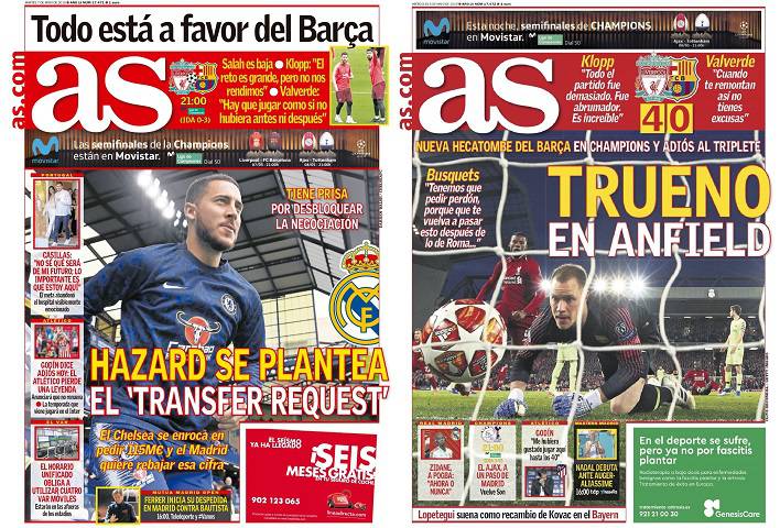Así titularon diarios deportivos españoles tras eliminación del FC  Barcelona de la Champions | Fútbol | Deportes | El Universo